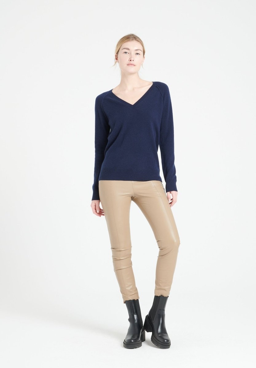 Pull col V cachemire bleu marine femme - LILLY 6